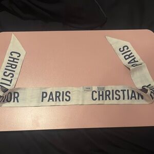 Christian Dior White and Blue Striped Scarf